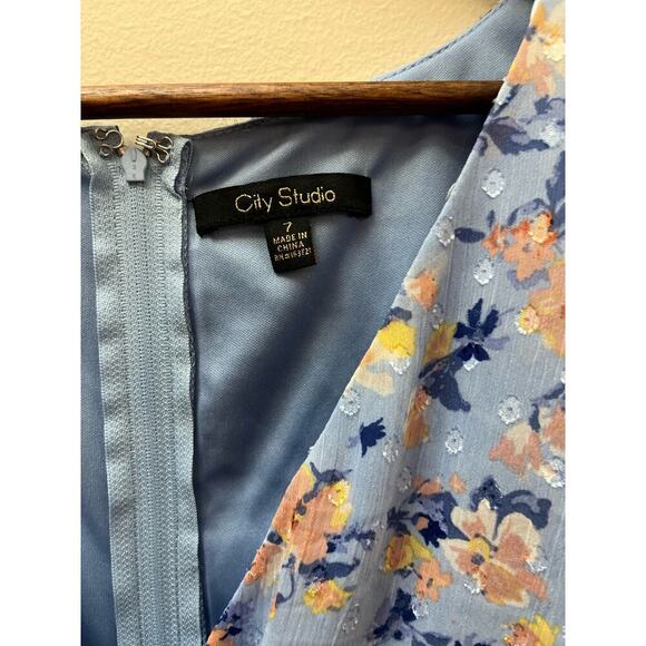 City Studio Womens Ruffles Floral Surplice Mini Dress Juniors BHFO 3011 SIZE 7​ - Picture 4 of 6